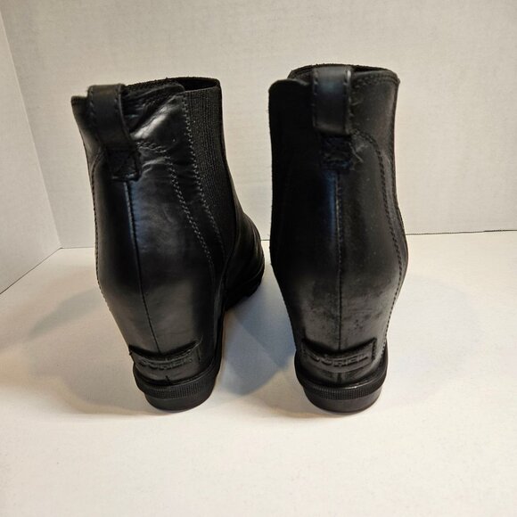 Sorel Harlow Chelsea Boots Womens 11 Black Leather Slip On Elastic side inserts - Picture 8 of 15